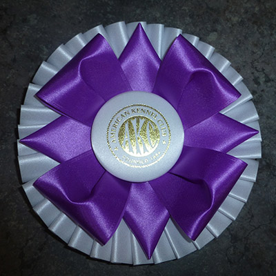 Rosette style #6- one row of pleats, topped with four points & four petals, 5 1/2